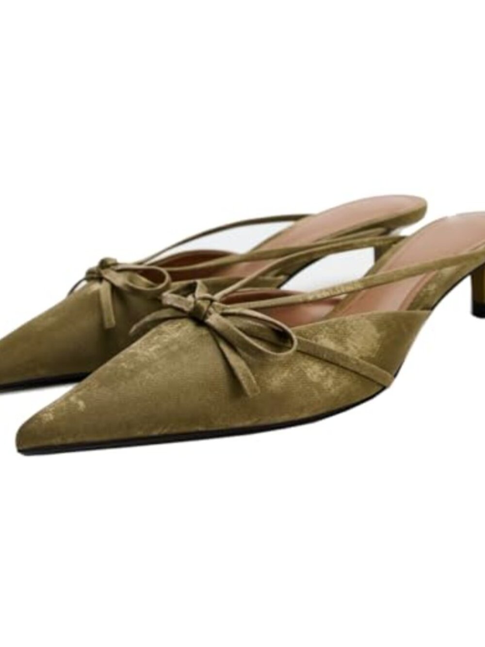 Kitten Heel Bow Mules for Women Suede Slip On Backless Pumps Party Shoes